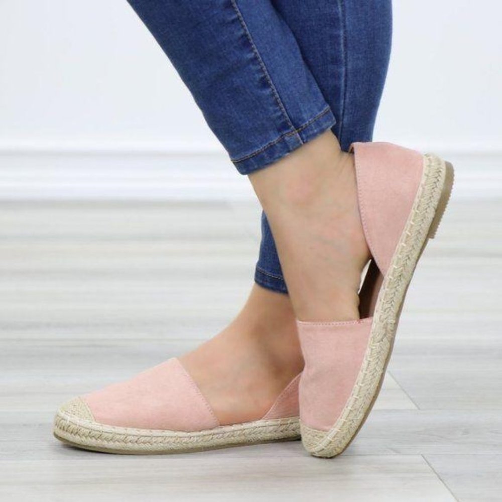 Rose Vegan Suede Flat Slip On Loafer Espadrille - Picture 12 of 12